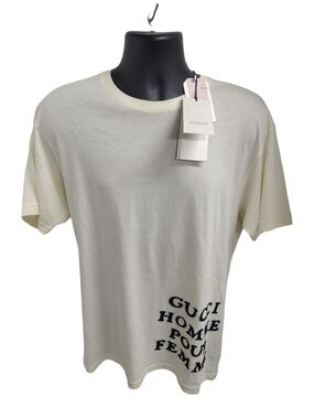 Gucci Cream Short-Sleeve Graphic Logo Tee